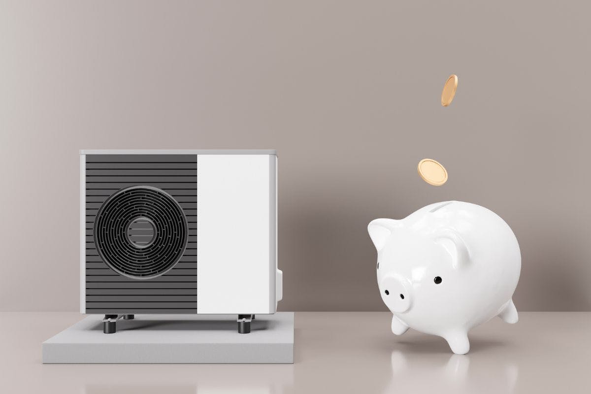A heat pump and a piggy bank.