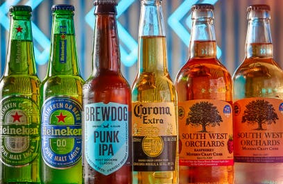 Alcoholic drinks bottles lined up